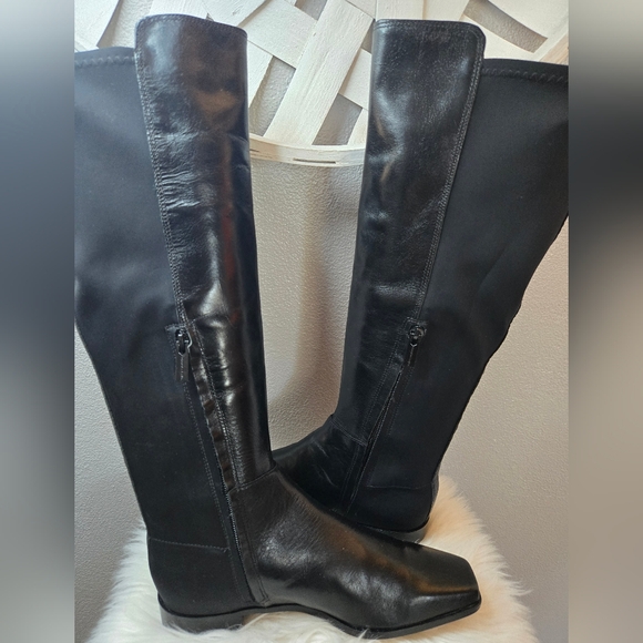 Vince Camuto Librina Elegant Black Leather Knee-High Boots Sz 7.5 New Ret $229 - Picture 11 of 14
